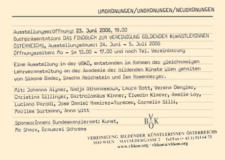 UMORDNUNGEN/UNORDNUNGEN/NEUORDNUNGEN